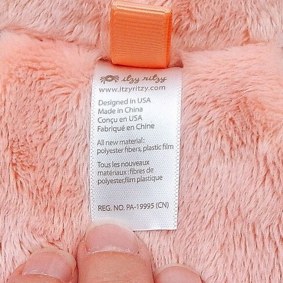 Itzy Ritzy Pink Bunny Lovey Soft Plush w/Silicone Heart Teether Crinkles - Picture 3 of 6